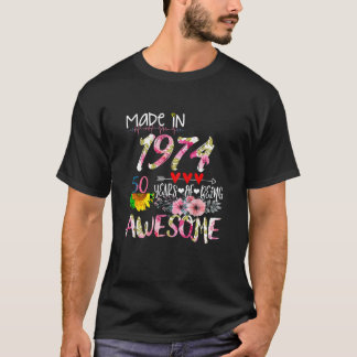 Made in 1974 floral 50. Geburtstag 50 Jahre Bein T-Shirt