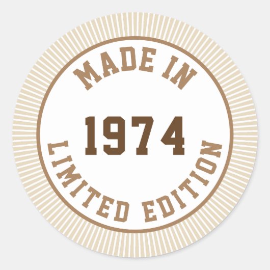 Made in 1974 runder aufkleber (Vorderseite)