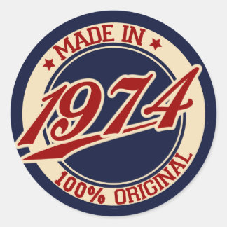 Made In 1974 Runder Aufkleber