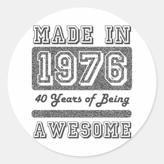 Made in 1976 runder aufkleber (Vorderseite)