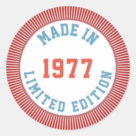 Made in 1977 runder aufkleber (Vorderseite)