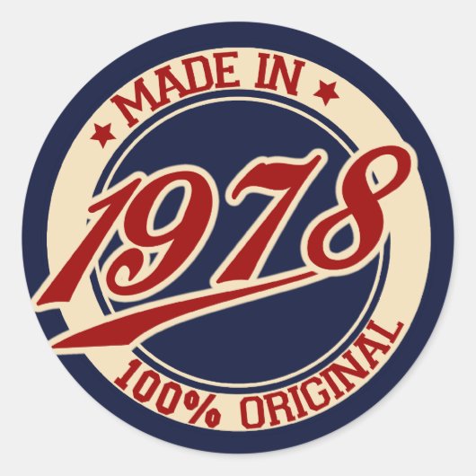 Made in 1978 runder aufkleber (Vorderseite)