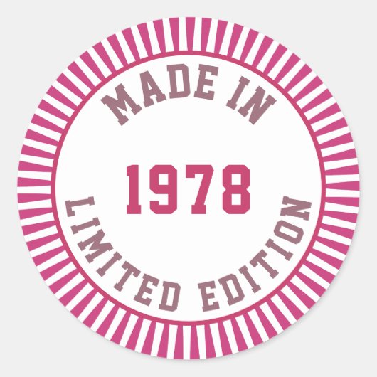 Made in 1978 runder aufkleber (Vorderseite)