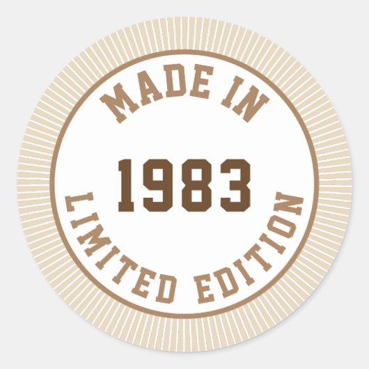 Made in 1983 runder aufkleber (Vorderseite)