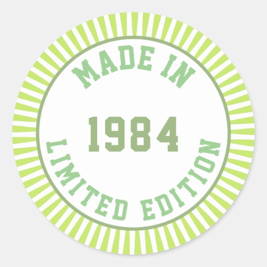 Made in 1984 runder aufkleber (Vorderseite)