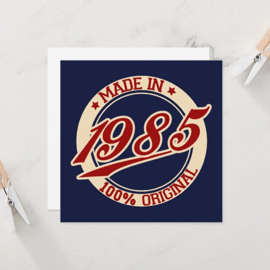 Made in 1985 karte (Vorderseite/Rückseite Beispiel)