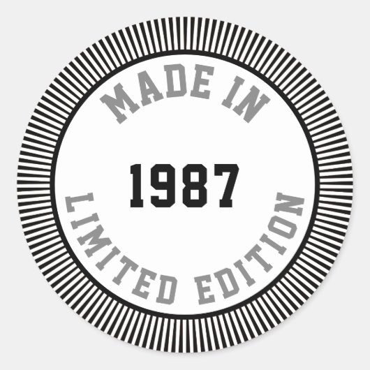 Made in 1987 runder aufkleber (Vorderseite)