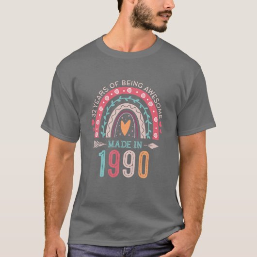 Made in 1990 32 Year Old Rainbow 32 Nd Birthday Gi T-Shirt (Vorderseite)