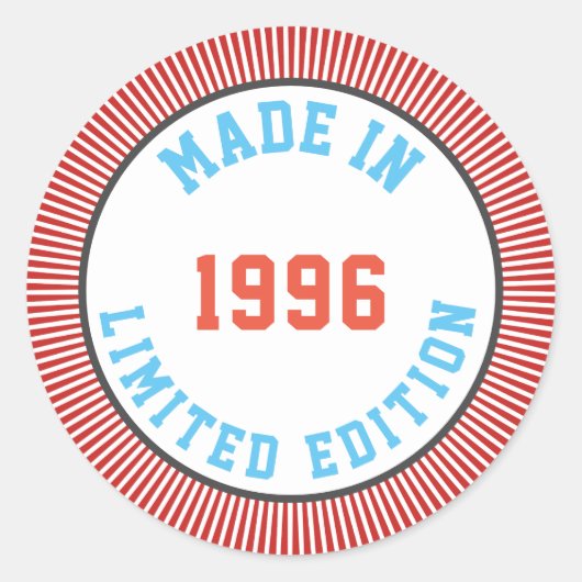 Made in 1996 runder aufkleber (Vorderseite)