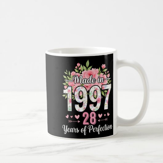 Made In 1997 Floral 28th Birthday Women 28 Years O Kaffeetasse (Rechts)
