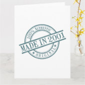 Made in 2001 Round Rubber Stamp Logo Birth Year Karte (Gelbe Blume)