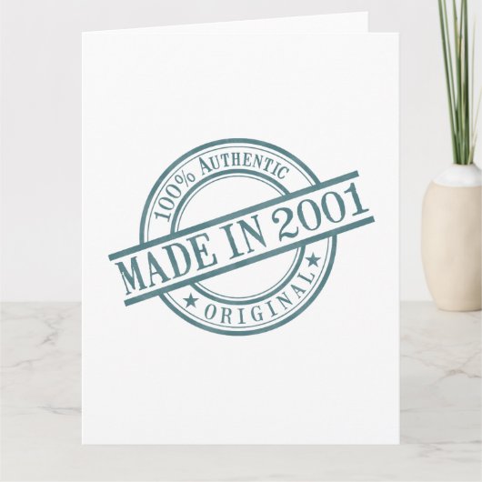 Made in 2001 Round Rubber Stamp Logo Birth Year Karte (Vorderseite)