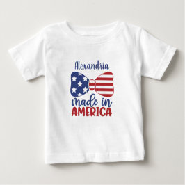 Made in America American Flag Bow Baby T-shirt
