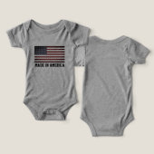 Made in America baby bodysuit with American flag (Design Vorderseite & Rückseite)