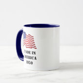Made in America Birthdate Tasse (Vorderseite Links)