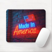 Made in America Neon Sign on Brick Mousepad (Mit Mouse)