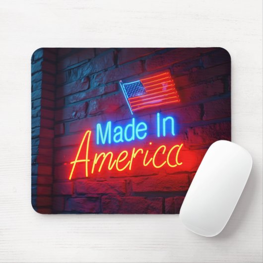 Made in America Neon Sign on Brick Mousepad (Mit Mouse)