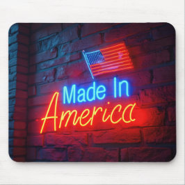 Made in America Neon Sign on Brick Mousepad