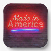 Made in America Neon Sign on Brick Pappteller (Vorderseite)