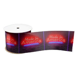 Made in America Neon Sign on Brick Satinband