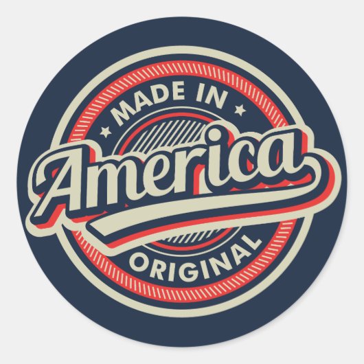 Made in America Original Runder Aufkleber (Vorderseite)