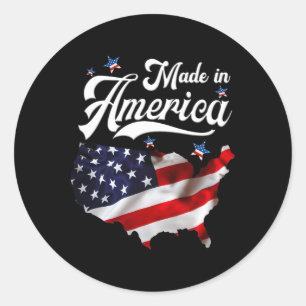 Made in America - Patriotic American Flag 4. J Runder Aufkleber