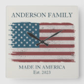 Made in America Signature Quadratische Wanduhr (Vorderseite)