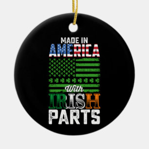 Made in America with Irish Parts St Patrick's Day Keramik Ornament