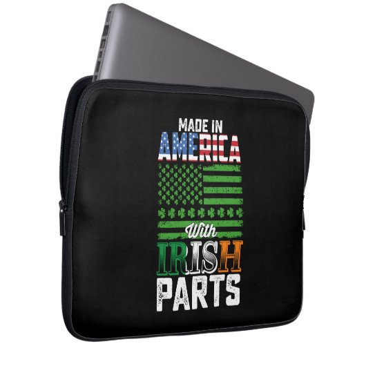 Made in America with Irish Parts St Patrick's Day Laptopschutzhülle (Vorne Rechts)