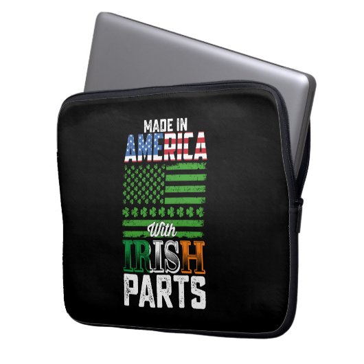 Made in America with Irish Parts St Patrick's Day Laptopschutzhülle (Vorderseite Links)
