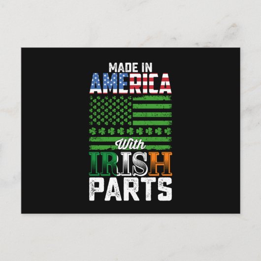 Made in America with Irish Parts St Patrick's Day Postkarte (Vorderseite)