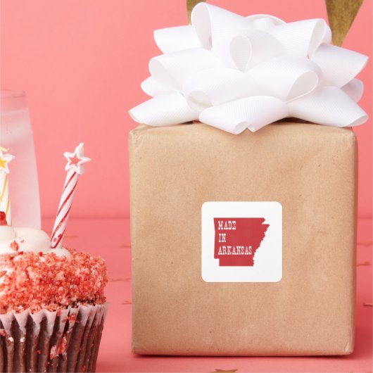 Made in Arkansas Quadratischer Aufkleber (Party)