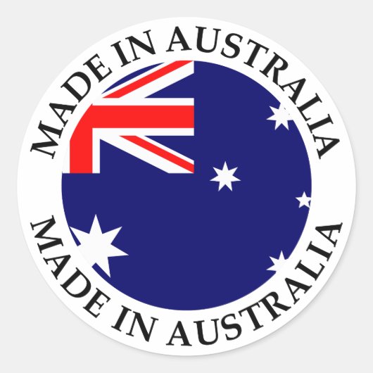 Made in Australia mit Round Flag and Text Runder Aufkleber (Vorderseite)