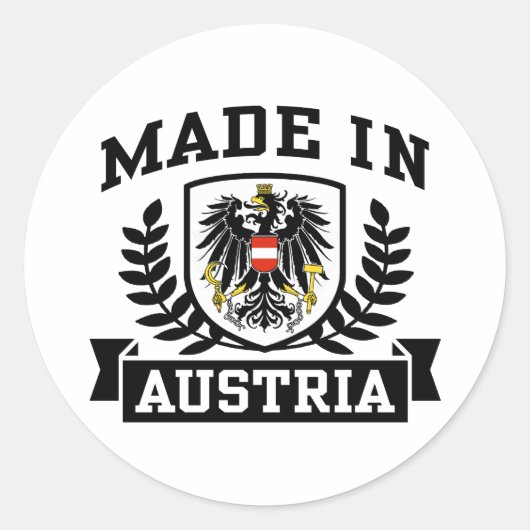 Made in Austria Runder Aufkleber (Vorderseite)