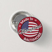 Made in Baltimore Maryland USA Flag Button (Vorne & Hinten)