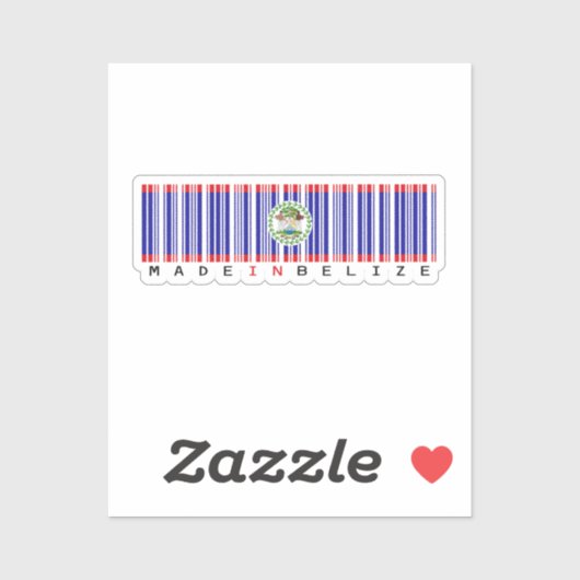 Made in Belize Barcode Flag Aufkleber (Blatt)