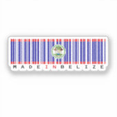 Made in Belize Barcode Flag Aufkleber (Vorderseite)