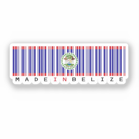 Made in Belize Barcode Flag Aufkleber (Vorderseite)