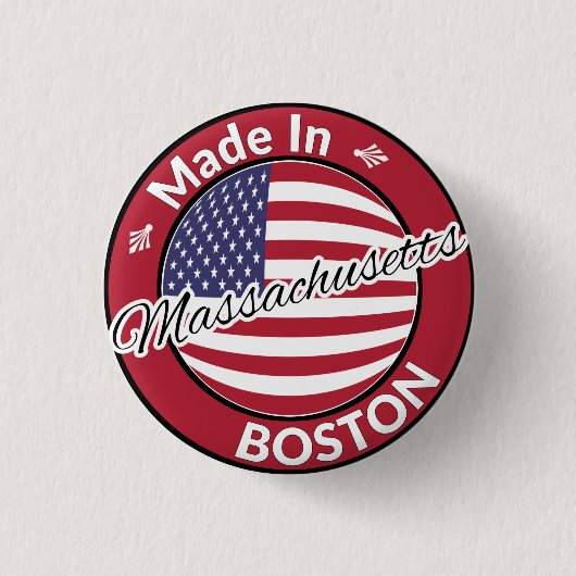 Made in Boston Massachusetts USA Flag Button (Vorderseite)