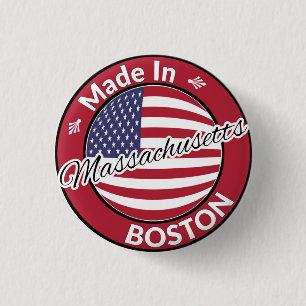 Made in Boston Massachusetts USA Flag Button