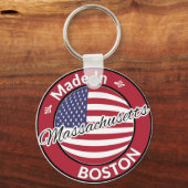 Made in Boston Massachusetts USA Flag Schlüsselanhänger (Vorderseite)