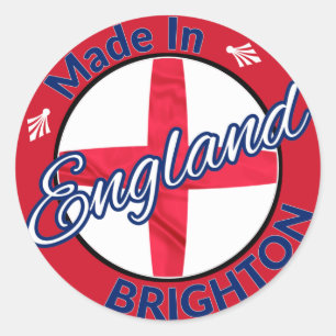 Made in Brighton England St George Flag Runder Aufkleber