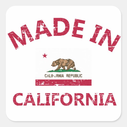 Made in California Quadratischer Aufkleber (Vorderseite)