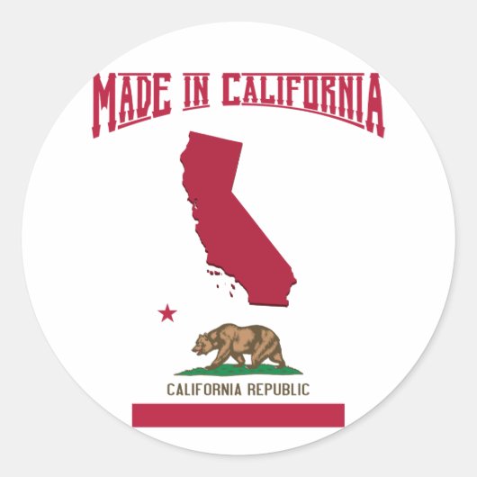 Made in California Runder Aufkleber (Vorderseite)