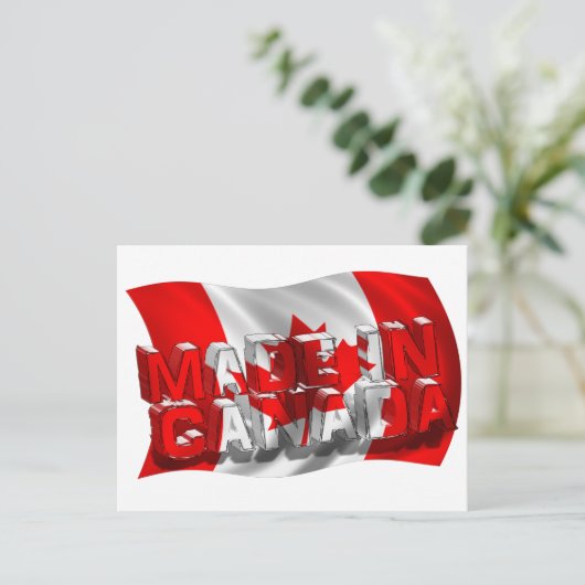 Made in Canada (Flag Background) Postkarte (Stehend Vorderseite)