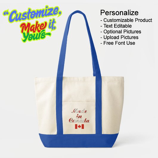 Made in Canada Natural & Blue Tote Bag Tragetasche