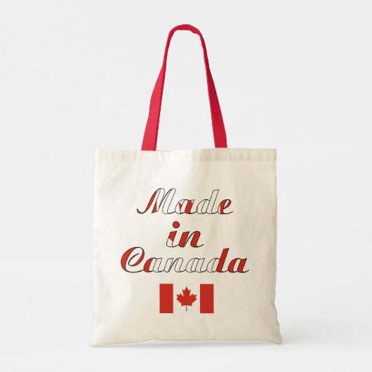 Made in Canada Natural & Red Budget Tote Bag Tragetasche (Rückseite)
