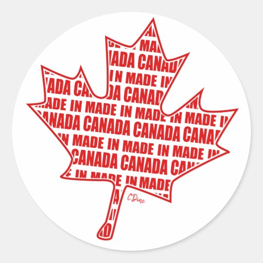 Made in Canada Red Maple Leaf Round Sticker (Vorderseite)