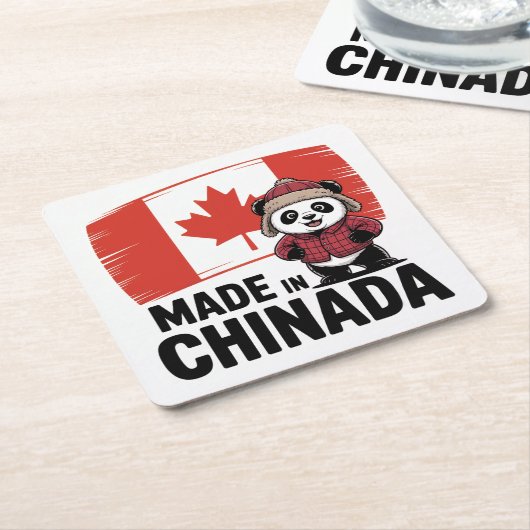 Made in Chinada Panda - Chinese Canadian Rechteckiger Pappuntersetzer (angewinkelt)