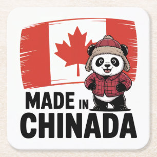 Made in Chinada Panda - Chinese Canadian Rechteckiger Pappuntersetzer